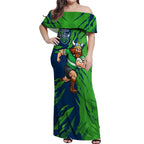 Personalized Canberra Raiders Off Shoulder Maxi Dress Dynamic Lightning Mascot Rugby Australia