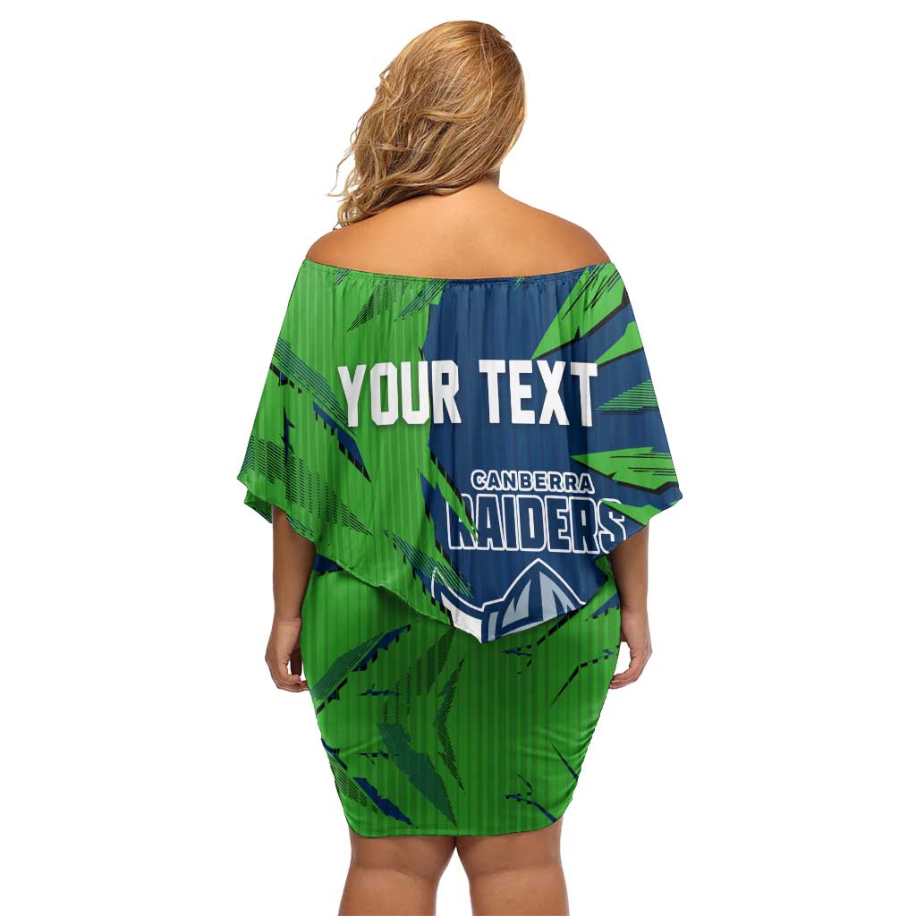 Personalized Canberra Raiders Off Shoulder Short Dress Dynamic Lightning Mascot Rugby Australia