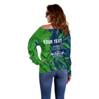 Personalized Canberra Raiders Off Shoulder Sweater Dynamic Lightning Mascot Rugby Australia