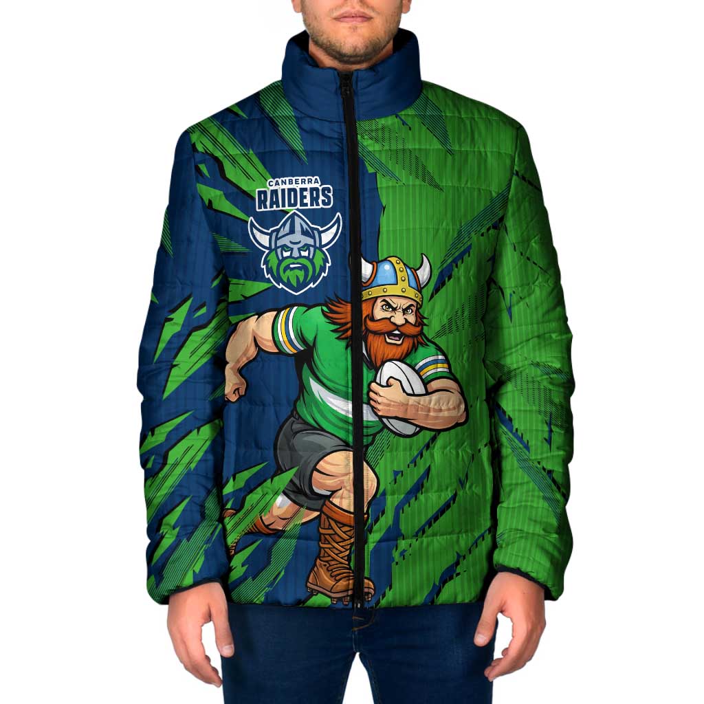 Personalized Canberra Raiders Padded Jacket Dynamic Lightning Mascot Rugby Australia