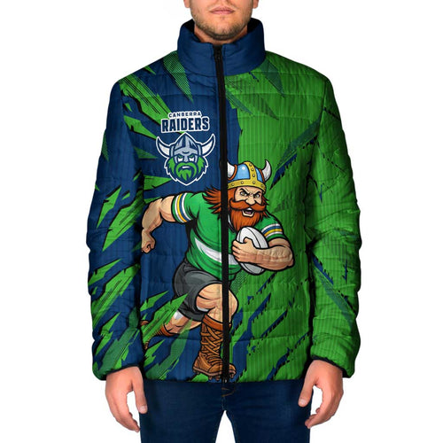 Personalized Canberra Raiders Padded Jacket Dynamic Lightning Mascot Rugby Australia