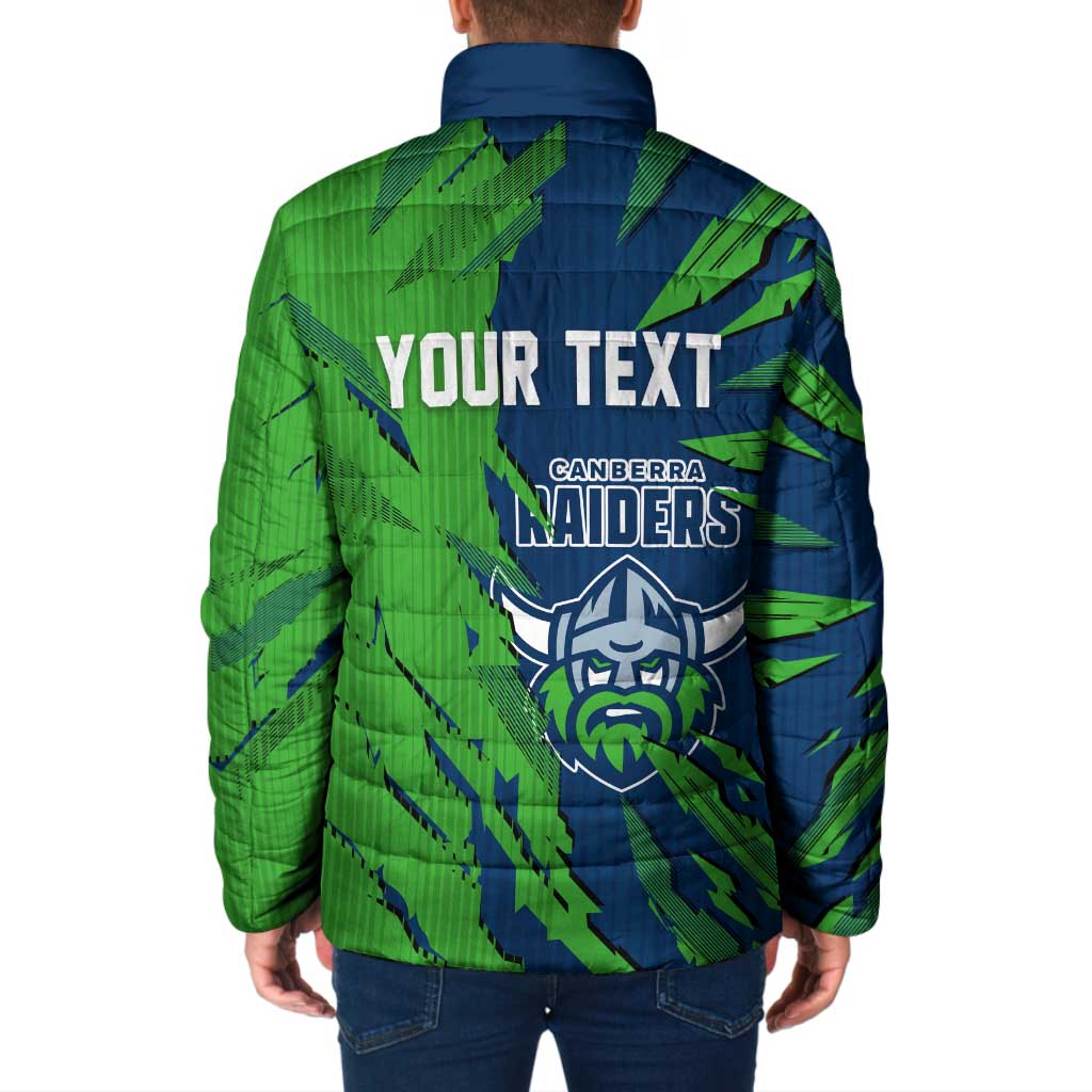 Personalized Canberra Raiders Padded Jacket Dynamic Lightning Mascot Rugby Australia