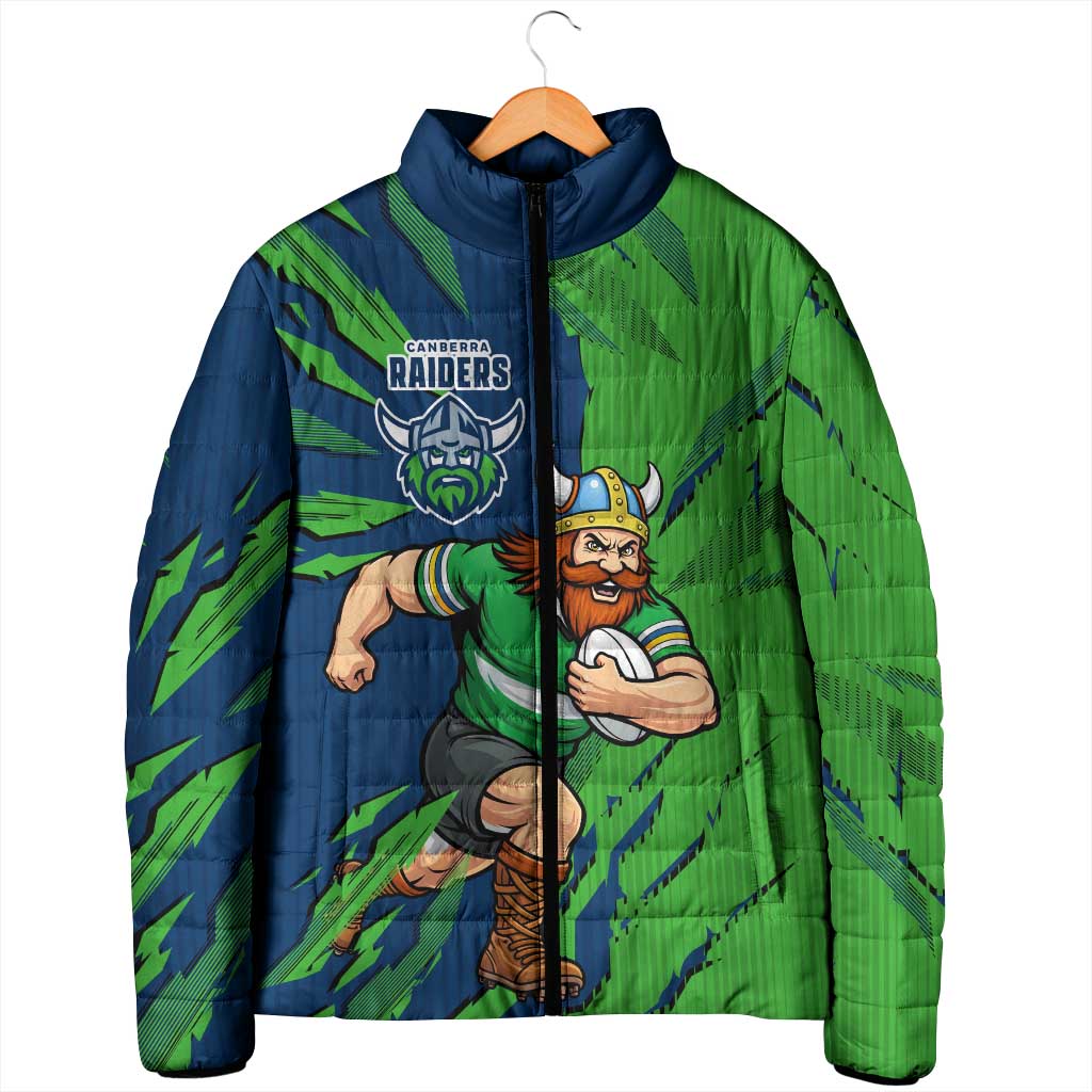 Personalized Canberra Raiders Padded Jacket Dynamic Lightning Mascot Rugby Australia