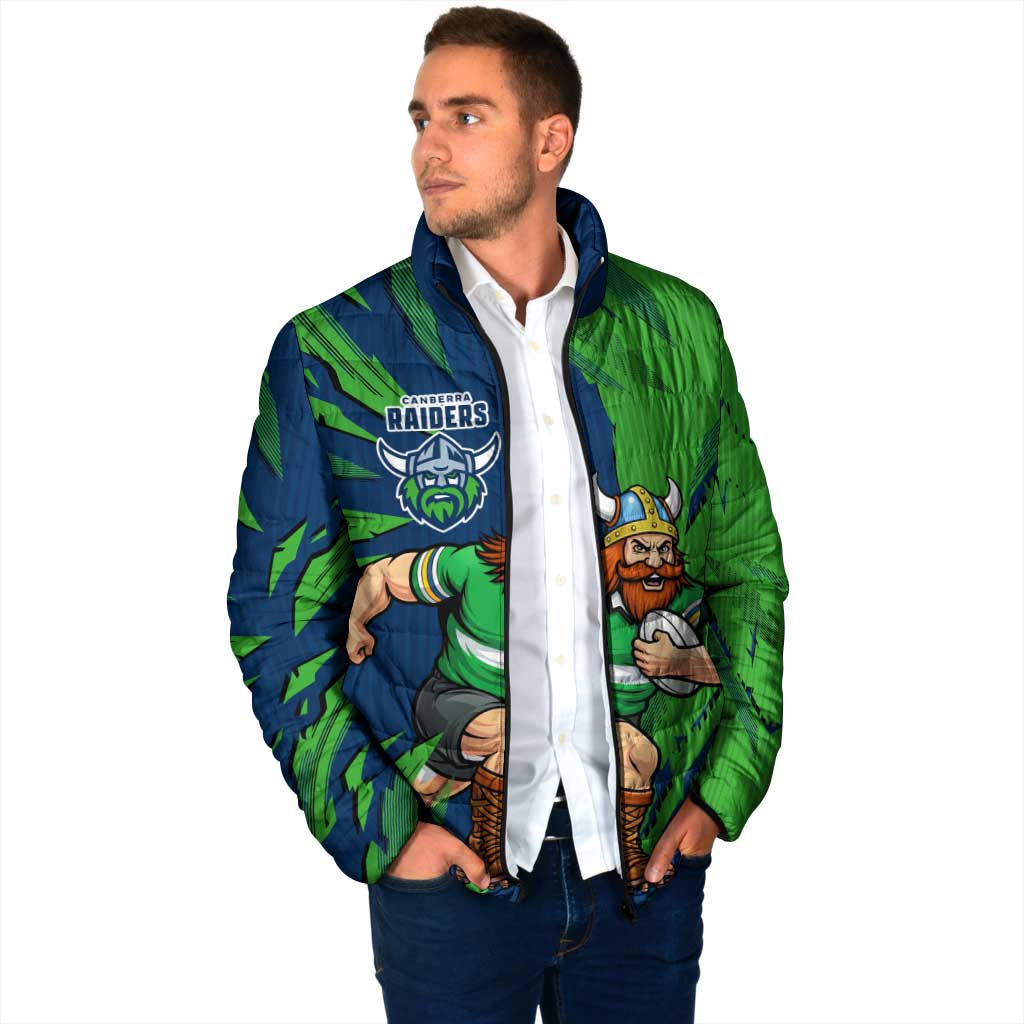 Personalized Canberra Raiders Padded Jacket Dynamic Lightning Mascot Rugby Australia