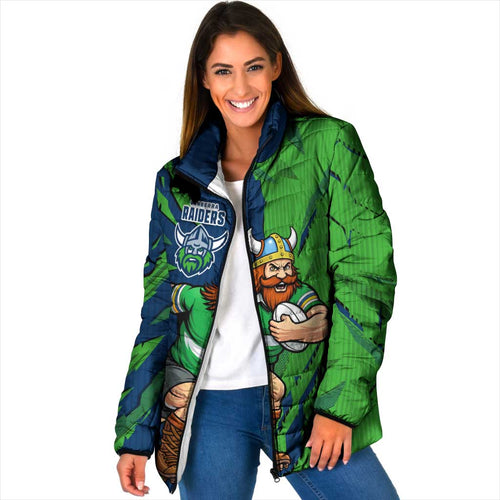 Personalized Canberra Raiders Padded Jacket Dynamic Lightning Mascot Rugby Australia