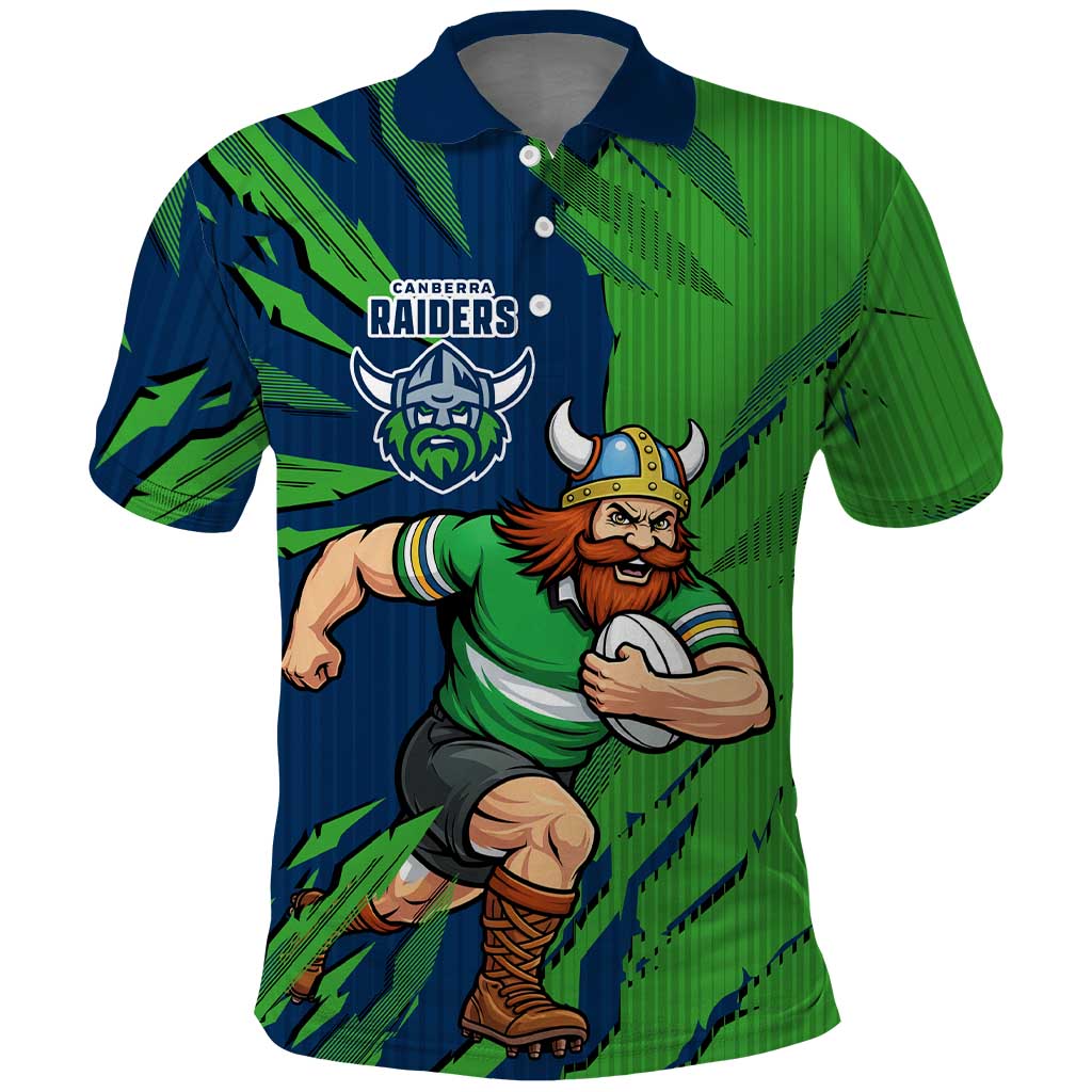 Personalized Canberra Raiders Polo Shirt Dynamic Lightning Mascot Rugby Australia