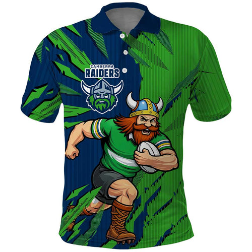 Personalized Canberra Raiders Polo Shirt Dynamic Lightning Mascot Rugby Australia
