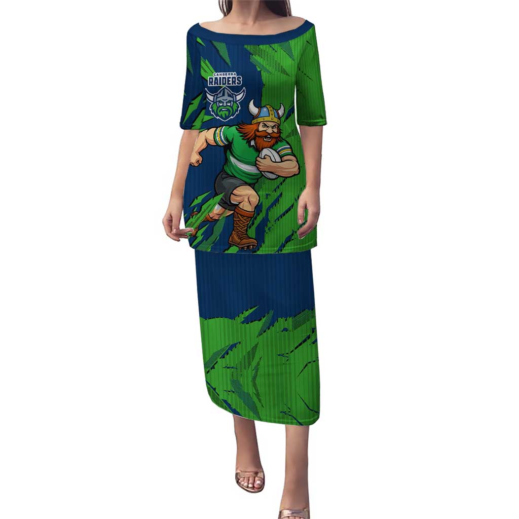 Personalized Canberra Raiders Puletasi Dynamic Lightning Mascot Rugby Australia