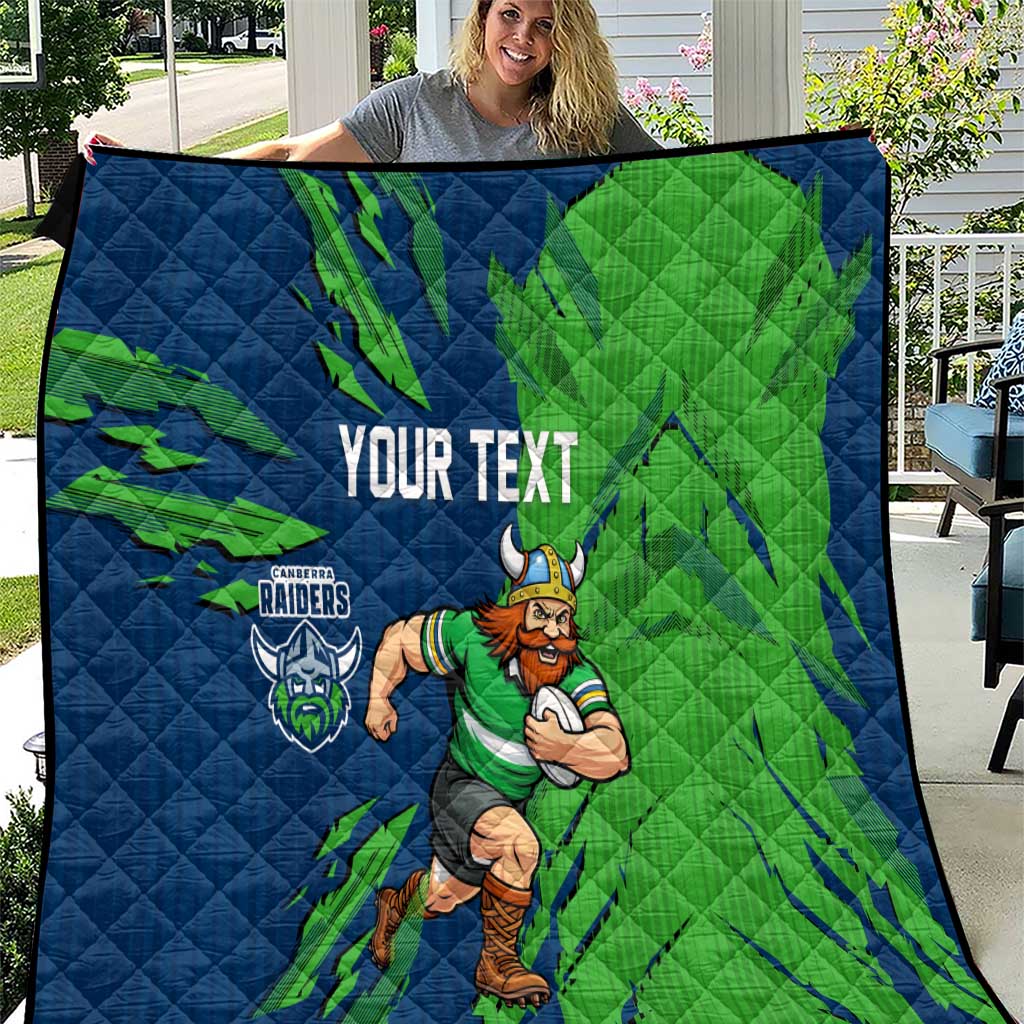 Personalized Canberra Raiders Quilt Dynamic Lightning Mascot Rugby Australia