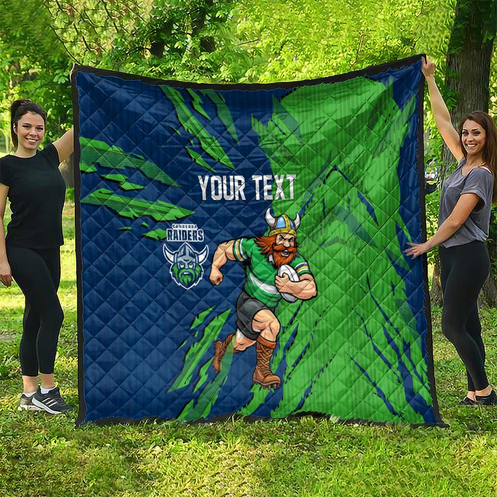 Personalized Canberra Raiders Quilt Dynamic Lightning Mascot Rugby Australia