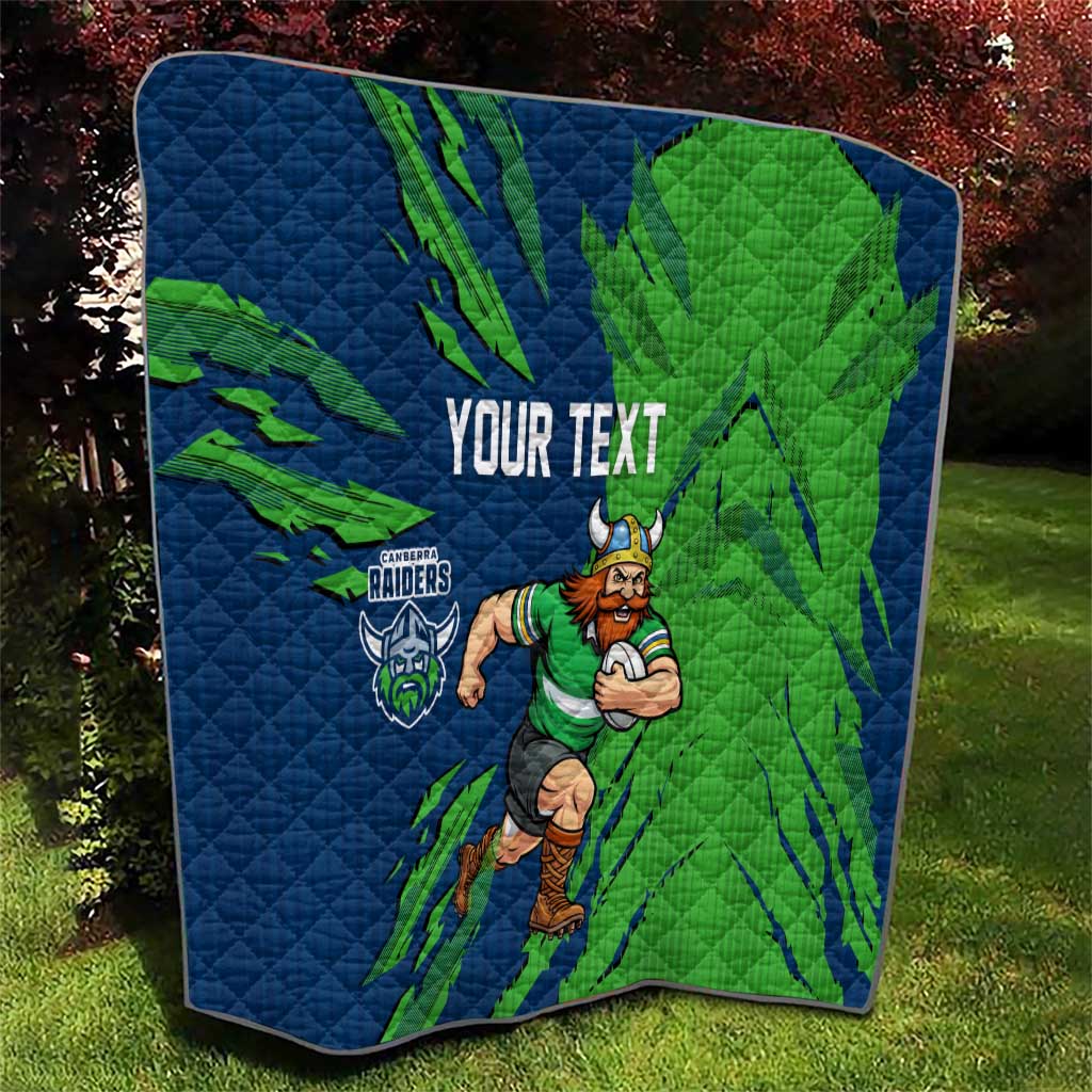Personalized Canberra Raiders Quilt Dynamic Lightning Mascot Rugby Australia
