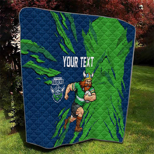 Personalized Canberra Raiders Quilt Dynamic Lightning Mascot Rugby Australia