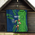 Personalized Canberra Raiders Quilt Dynamic Lightning Mascot Rugby Australia