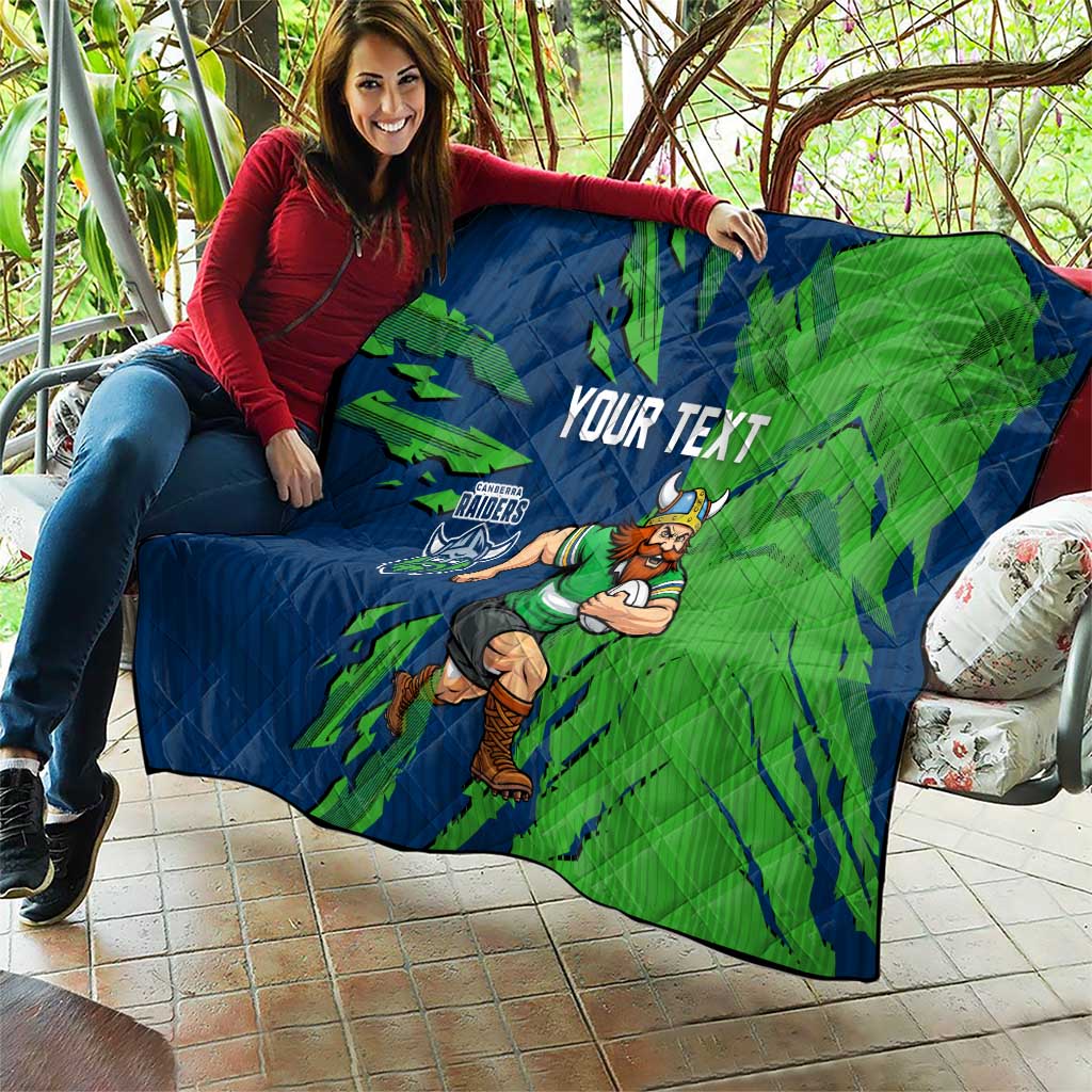 Personalized Canberra Raiders Quilt Dynamic Lightning Mascot Rugby Australia