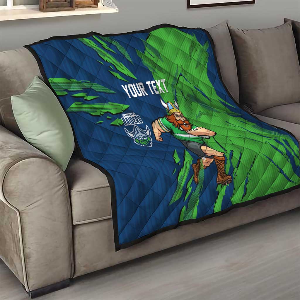 Personalized Canberra Raiders Quilt Dynamic Lightning Mascot Rugby Australia