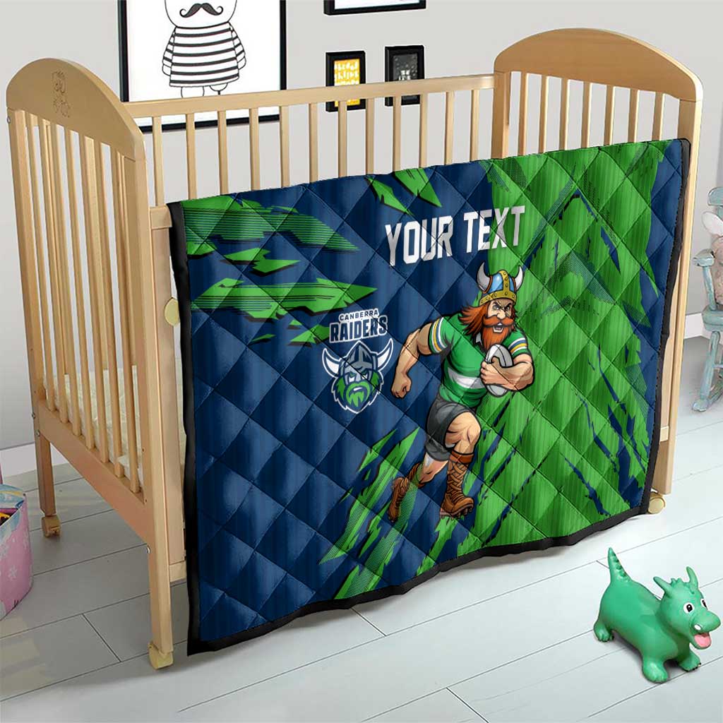 Personalized Canberra Raiders Quilt Dynamic Lightning Mascot Rugby Australia