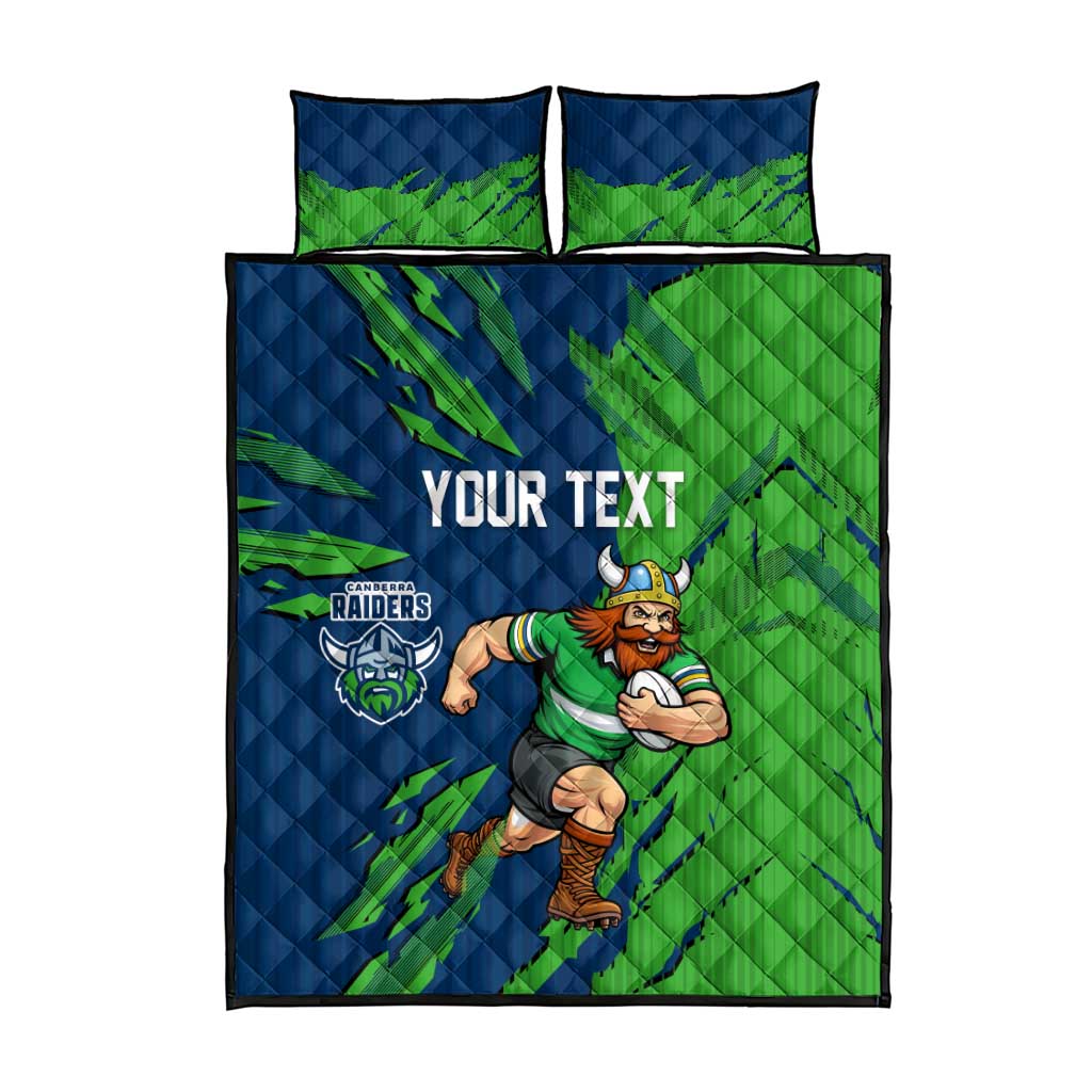 Personalized Canberra Raiders Quilt Bed Set Dynamic Lightning Mascot Rugby Australia