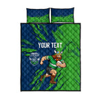 Personalized Canberra Raiders Quilt Bed Set Dynamic Lightning Mascot Rugby Australia