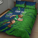 Personalized Canberra Raiders Quilt Bed Set Dynamic Lightning Mascot Rugby Australia