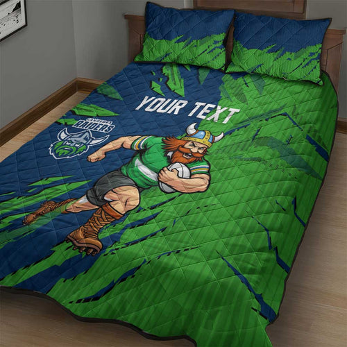 Personalized Canberra Raiders Quilt Bed Set Dynamic Lightning Mascot Rugby Australia