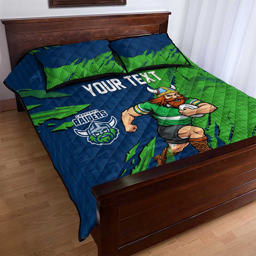 Personalized Canberra Raiders Quilt Bed Set Dynamic Lightning Mascot Rugby Australia