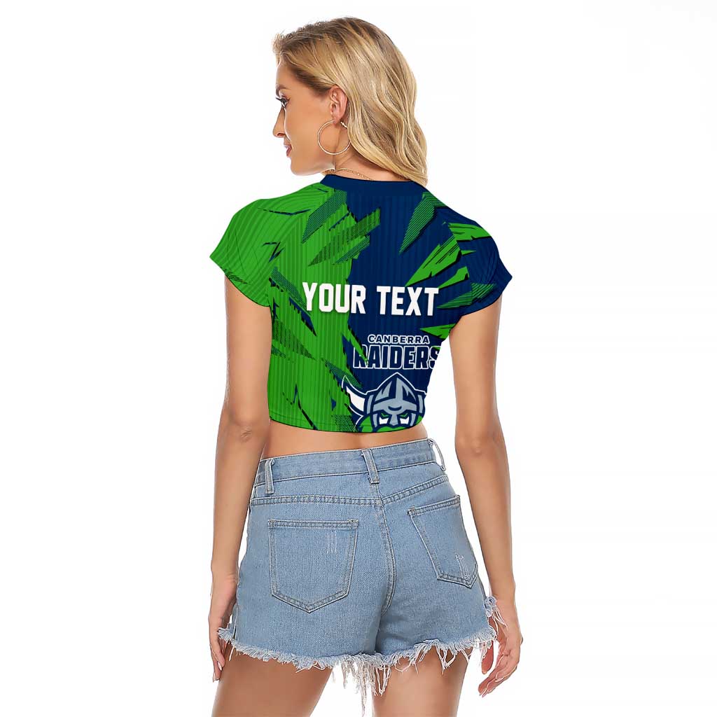 Personalized Canberra Raiders Raglan Cropped T Shirt Dynamic Lightning Mascot Rugby Australia