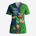 Personalized Canberra Raiders Scrub Top Dynamic Lightning Mascot Rugby Australia