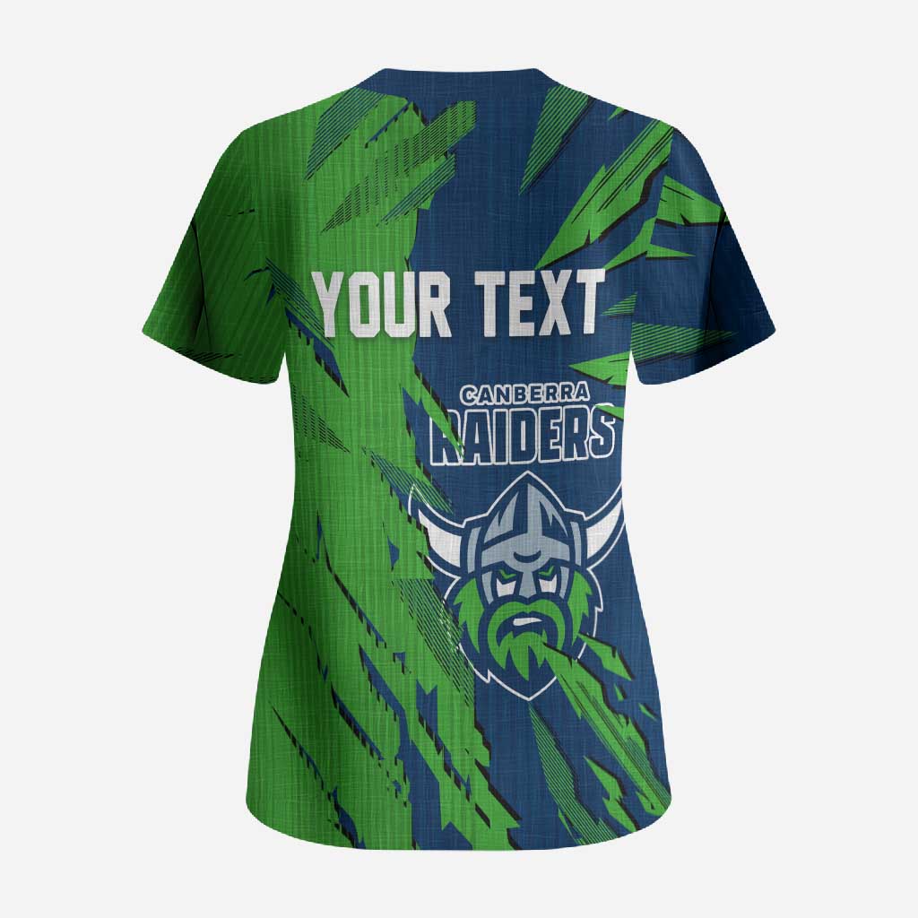 Personalized Canberra Raiders Scrub Top Dynamic Lightning Mascot Rugby Australia