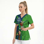 Personalized Canberra Raiders Scrub Top Dynamic Lightning Mascot Rugby Australia