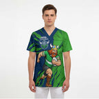 Personalized Canberra Raiders Scrub Top Dynamic Lightning Mascot Rugby Australia