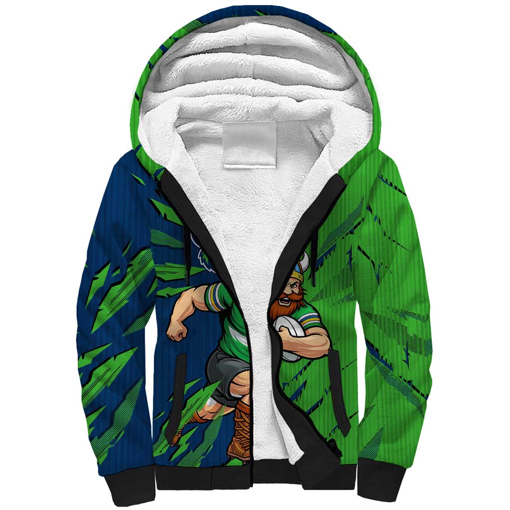 Personalized Canberra Raiders Sherpa Hoodie Dynamic Lightning Mascot Rugby Australia