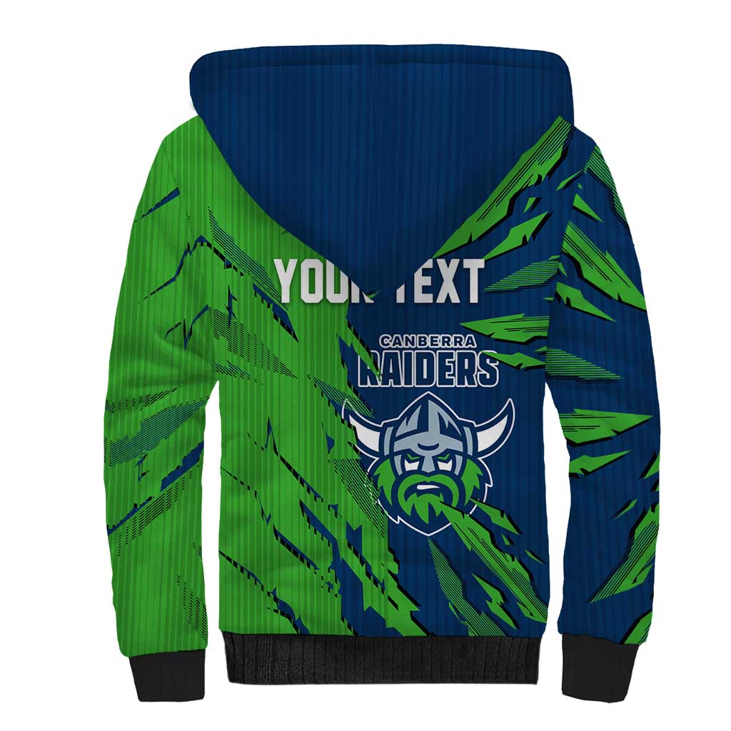 Personalized Canberra Raiders Sherpa Hoodie Dynamic Lightning Mascot Rugby Australia