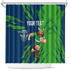 Personalized Canberra Raiders Shower Curtain Dynamic Lightning Mascot Rugby Australia
