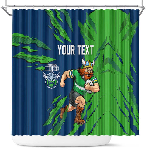 Personalized Canberra Raiders Shower Curtain Dynamic Lightning Mascot Rugby Australia