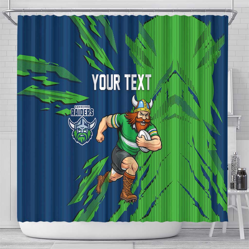 Personalized Canberra Raiders Shower Curtain Dynamic Lightning Mascot Rugby Australia