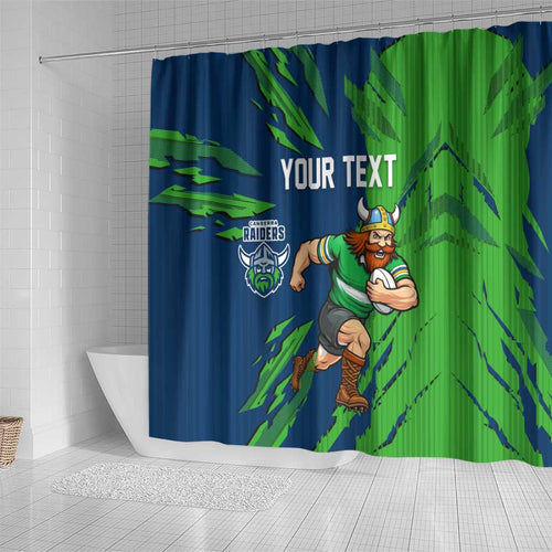Personalized Canberra Raiders Shower Curtain Dynamic Lightning Mascot Rugby Australia