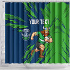 Personalized Canberra Raiders Shower Curtain Dynamic Lightning Mascot Rugby Australia