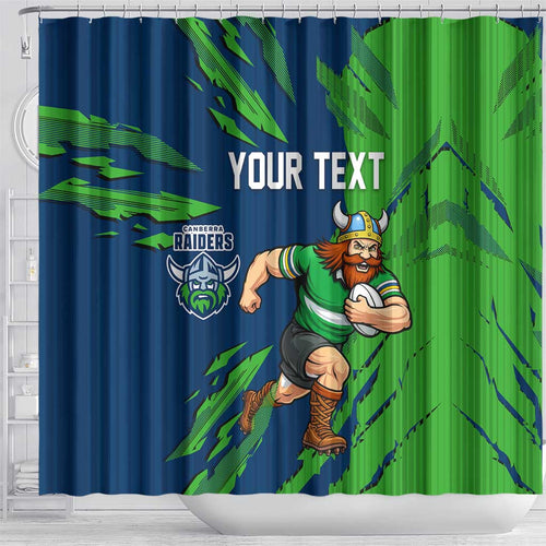 Personalized Canberra Raiders Shower Curtain Dynamic Lightning Mascot Rugby Australia