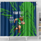 Personalized Canberra Raiders Shower Curtain Dynamic Lightning Mascot Rugby Australia