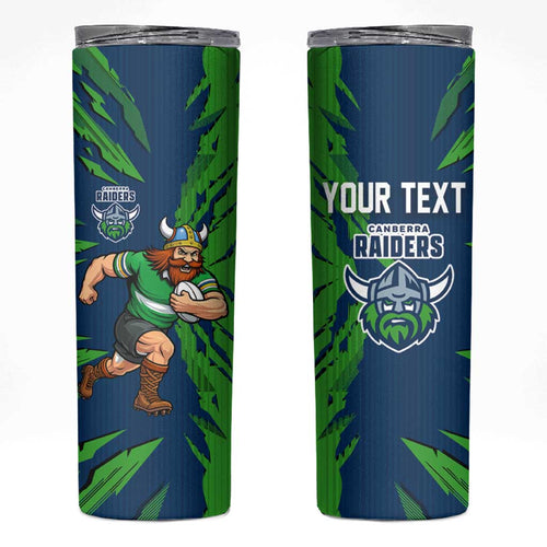 Personalized Canberra Raiders Skinny Tumbler Dynamic Lightning Mascot Rugby Australia