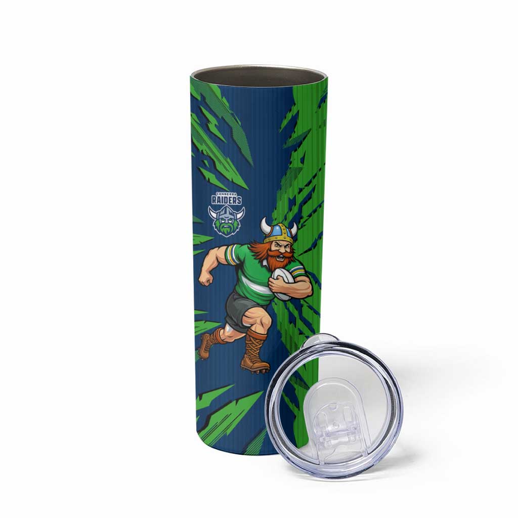 Personalized Canberra Raiders Skinny Tumbler Dynamic Lightning Mascot Rugby Australia