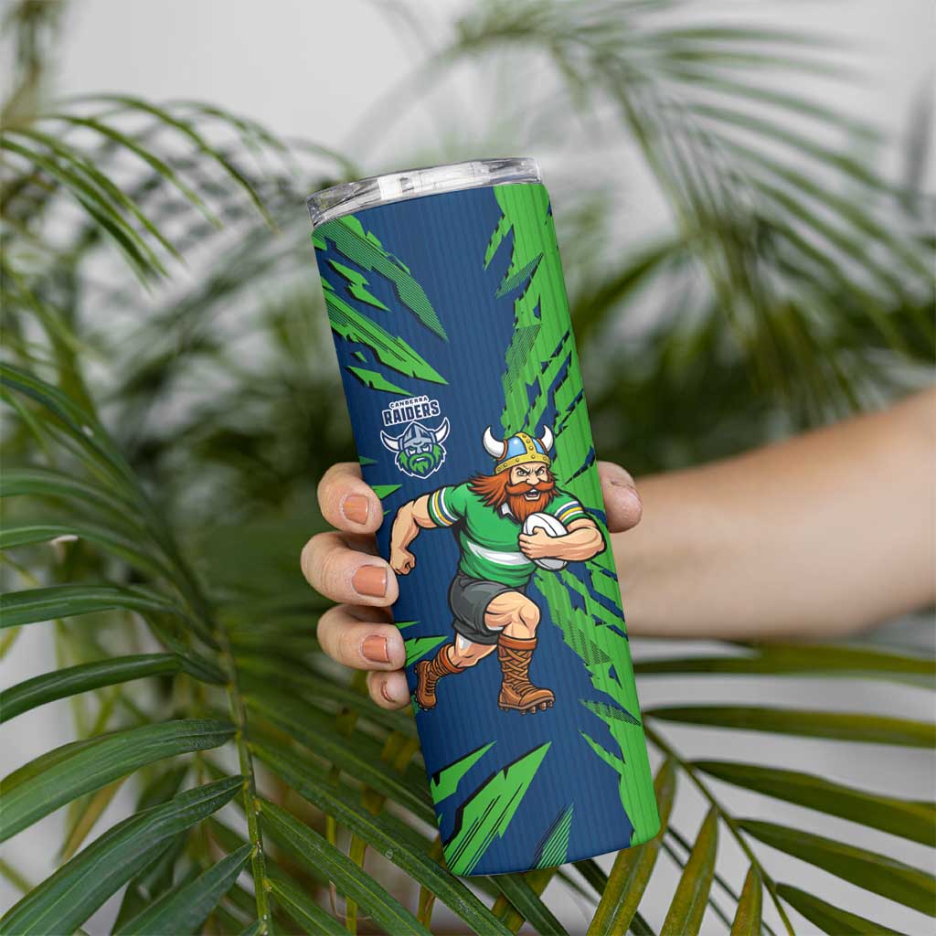 Personalized Canberra Raiders Skinny Tumbler Dynamic Lightning Mascot Rugby Australia