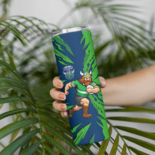 Personalized Canberra Raiders Skinny Tumbler Dynamic Lightning Mascot Rugby Australia