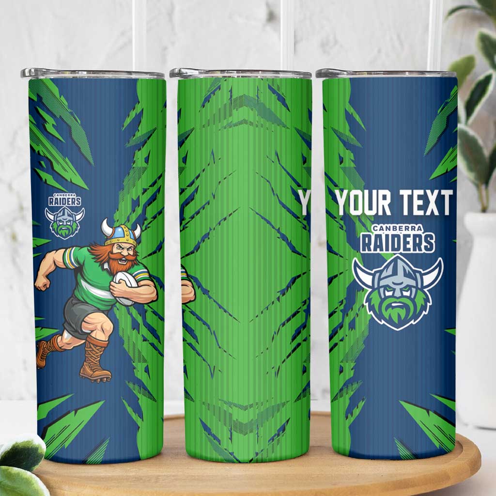 Personalized Canberra Raiders Skinny Tumbler Dynamic Lightning Mascot Rugby Australia