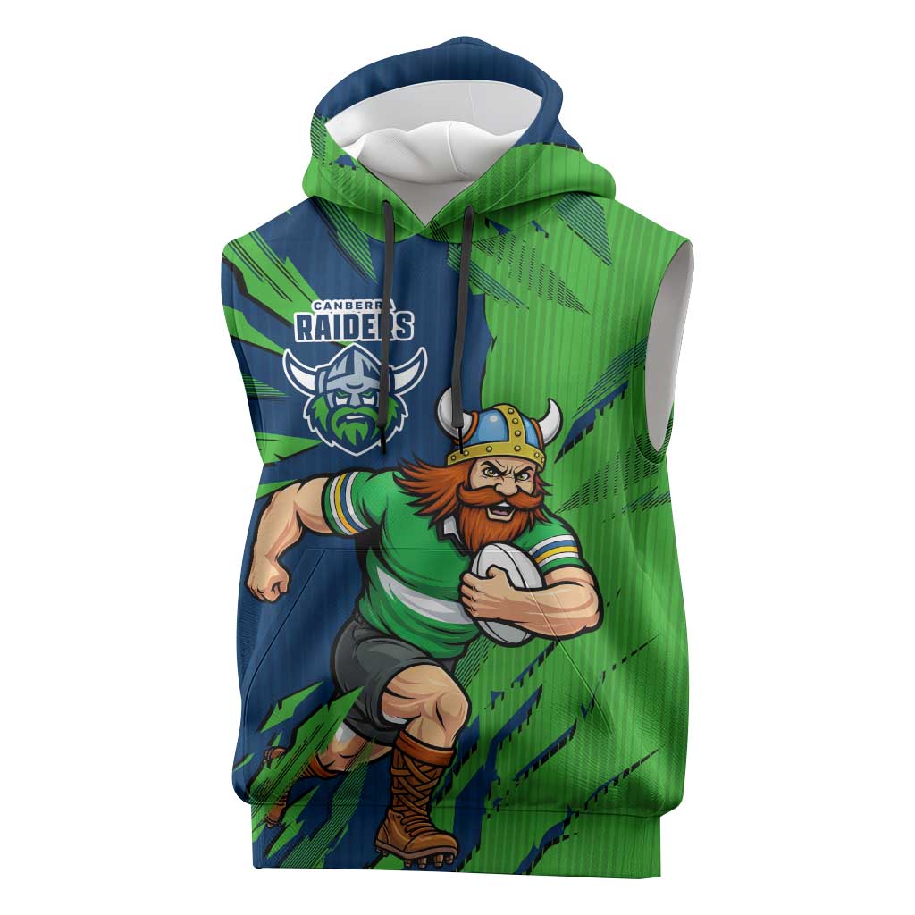 Personalized Canberra Raiders Sleeveless Hoodie Dynamic Lightning Mascot Rugby Australia