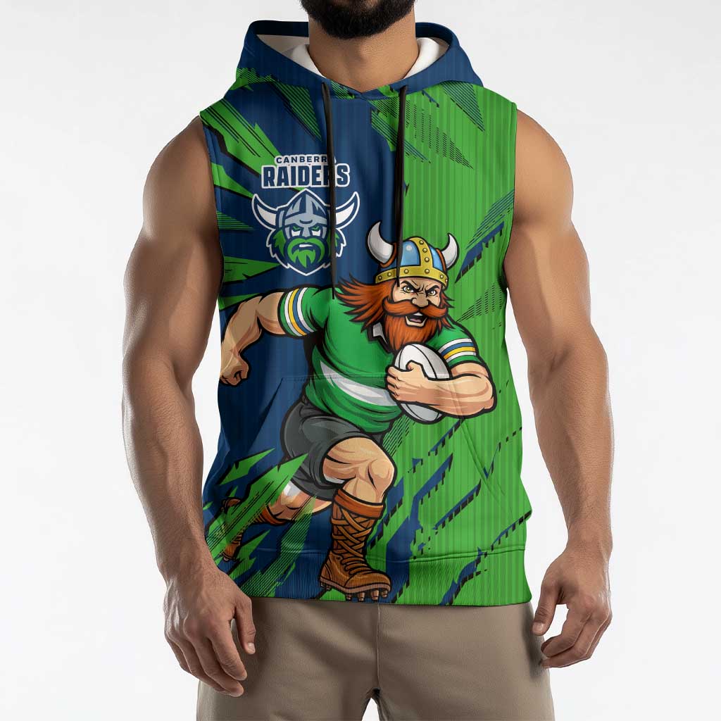 Personalized Canberra Raiders Sleeveless Hoodie Dynamic Lightning Mascot Rugby Australia