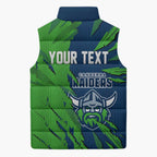 Personalized Canberra Raiders Sleeveless Puffer Jacket Dynamic Lightning Mascot Rugby Australia