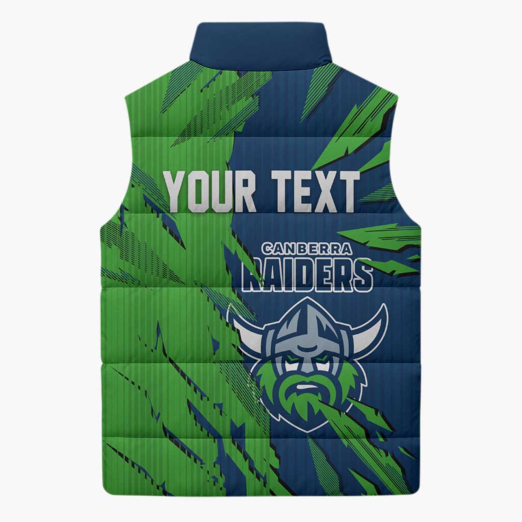 Personalized Canberra Raiders Sleeveless Puffer Jacket Dynamic Lightning Mascot Rugby Australia