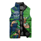 Personalized Canberra Raiders Sleeveless Puffer Jacket Dynamic Lightning Mascot Rugby Australia