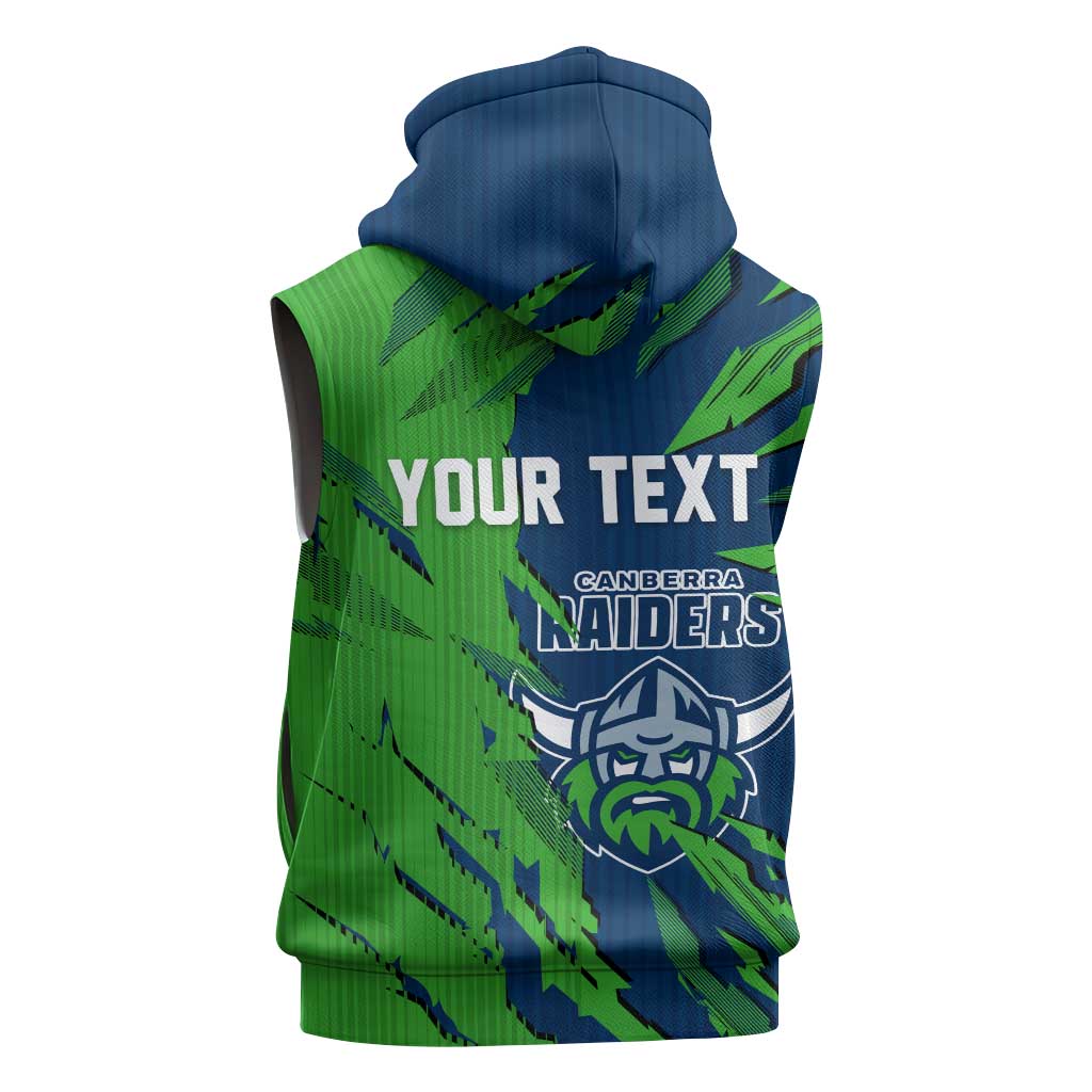 Personalized Canberra Raiders Sleeveless Zip Hoodie Dynamic Lightning Mascot Rugby Australia